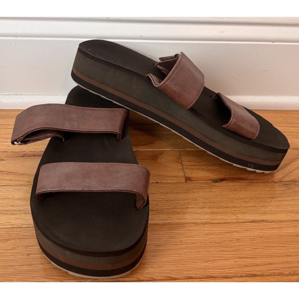 Cobian Vira Rise Wedge Sandals Women’s 10 Brown Platform Slide Comfort